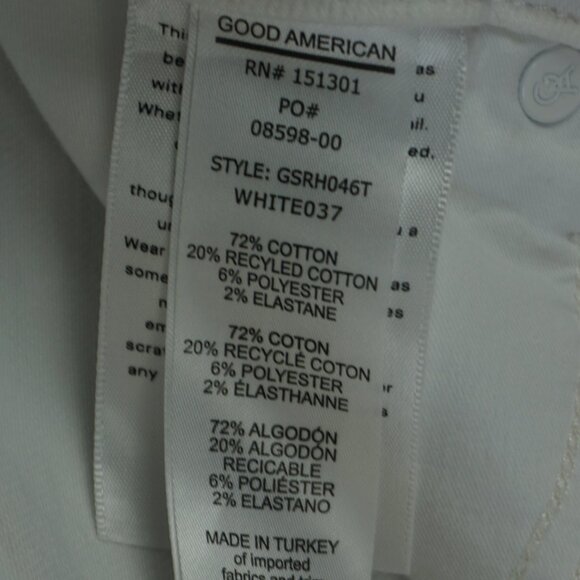 New Good American Good Straight High Waist Raw Hem Jeans in White037 size 10/30 - Picture 15 of 16